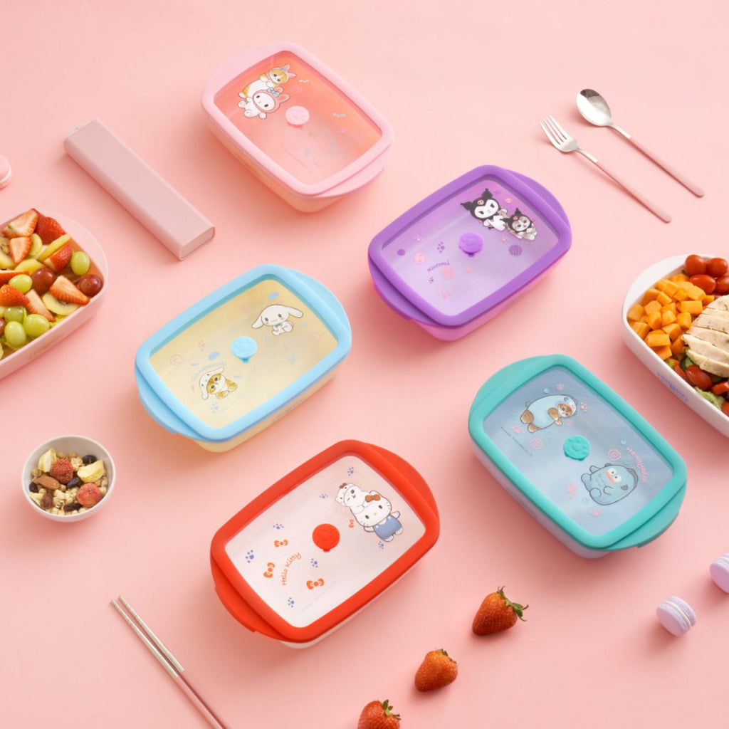 Hello kitty air tight food container 800ml capacity borosilicate glass 0° to 180° temperature tolerance Food grade material microwave and oven safe
