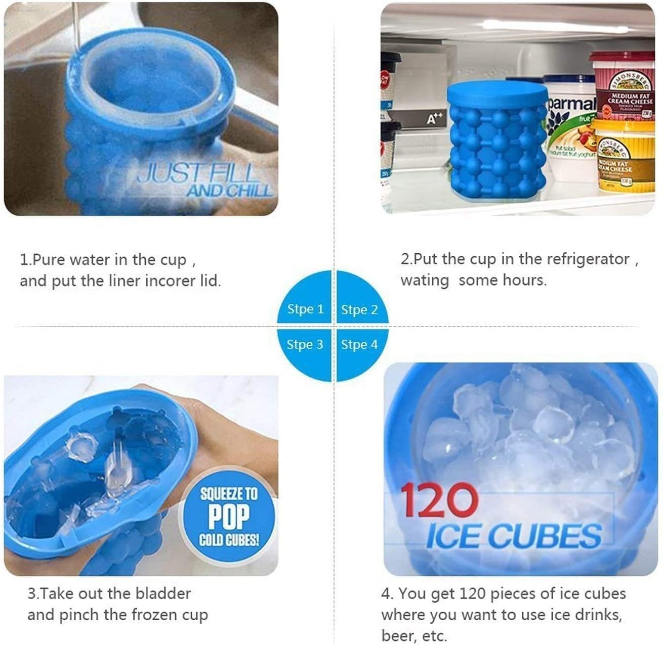 Ice Cube Magic Ice Cube Maker Ice Cube Maker Silicone Ice Cube Mould Ice Bucket with Lid Ice Genie Save Space For Aperitif Diy Chocolate Whisky Boissonet Cocktail Parties - Gulybaba - Genuine products online Marketplace in Pakistan