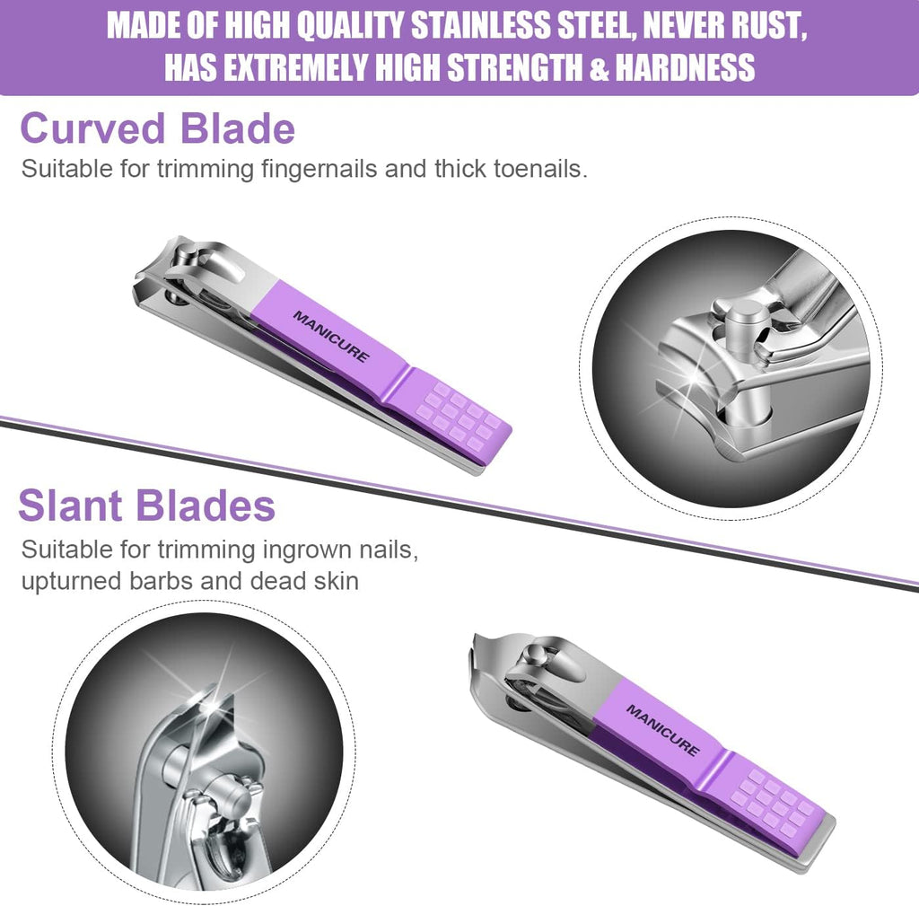 Leipple Manicure Set Professional Nail Clippers Pedicure Kit, 16 pcs Stainless Steel Nail Care Tools Grooming Kit with Luxurious Travel Leather Case for Thick Nails Men Women Gift (Violet) - Gulybaba - Genuine products online Marketplace in Pakistan