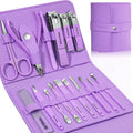 Leipple Manicure Set Professional Nail Clippers Pedicure Kit, 16 pcs Stainless Steel Nail Care Tools Grooming Kit with Luxurious Travel Leather Case for Thick Nails Men Women Gift (Violet) - Gulybaba - Genuine products online Marketplace in Pakistan