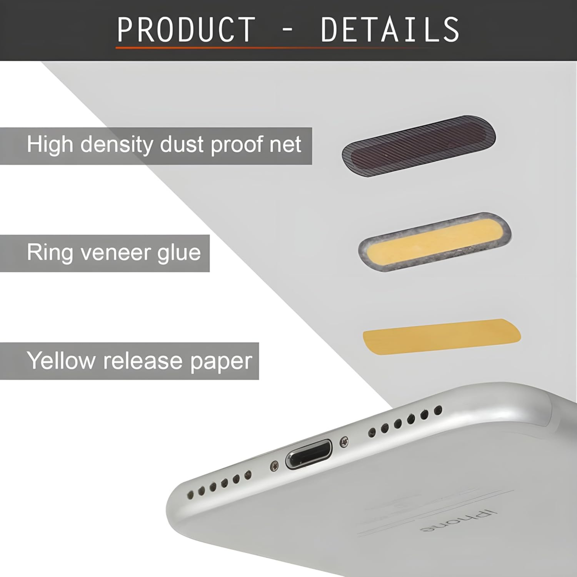 Mobile Phone Dustproof Net Stickers, Speaker Mesh Anti Dust Proof Adhesive Sticker for iPhone and Android Phone Speaker Dustproof Sticker 10PCS [5 Long, 5 Short]
