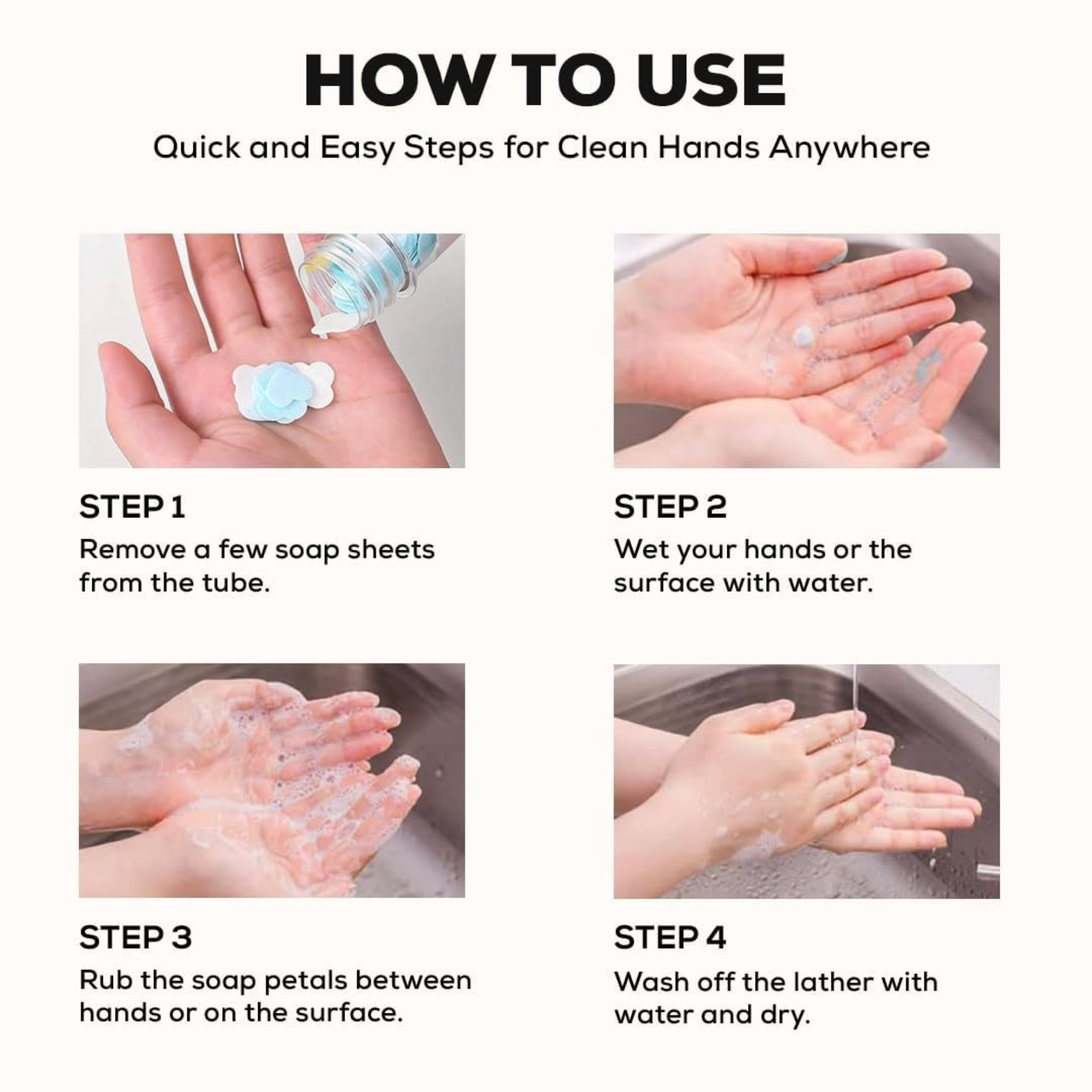 Hugs and Hurts Paper Soap Tube Mixed Fragrances Pack of 3 Disposable Mini Soap Petals in Compact Tubes for Hand Wash Personal Hygiene (3)