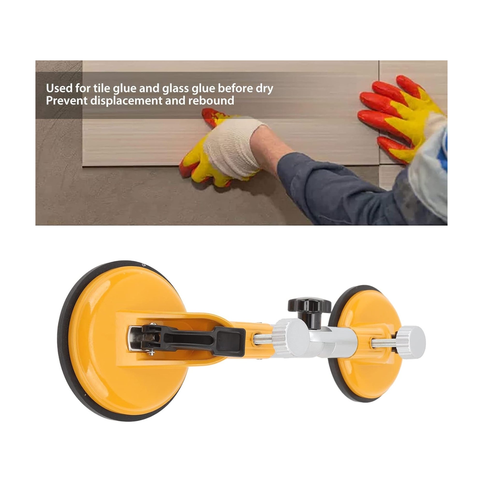 Adjustable Seam Setter Glass, Tile, Marble Suction Cup Heavy Duty Hand-held Glass Lifter 90~270 Degrees Adjustable Glass Sucker 40kg/88.18lb Suction Power Home Glass Installation Fixing Tool