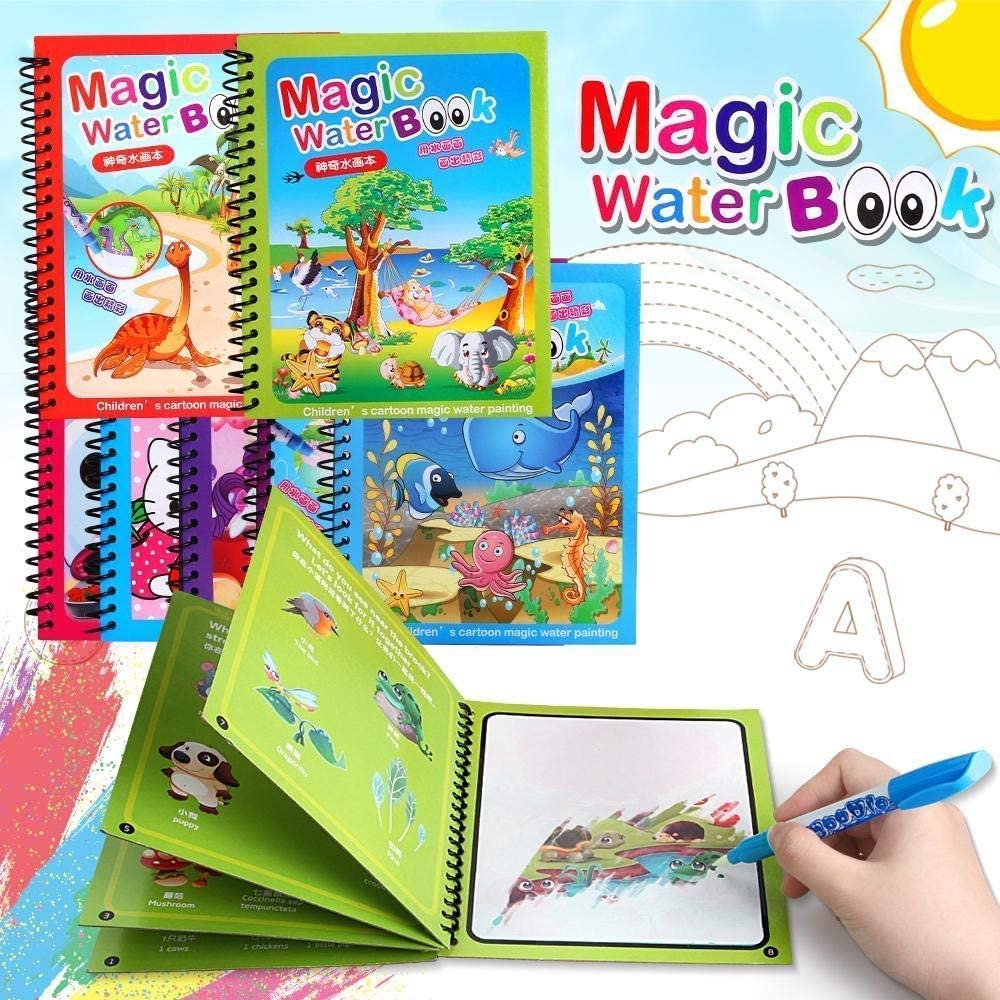 Quick Dry Re - Usable Magic Coloring Water Book Doodle with Magic Pen Painting Board for Children Education Drawing Pad (Random Design) (Pack of 2) - Gulybaba - Genuine products online Marketplace in Pakistan