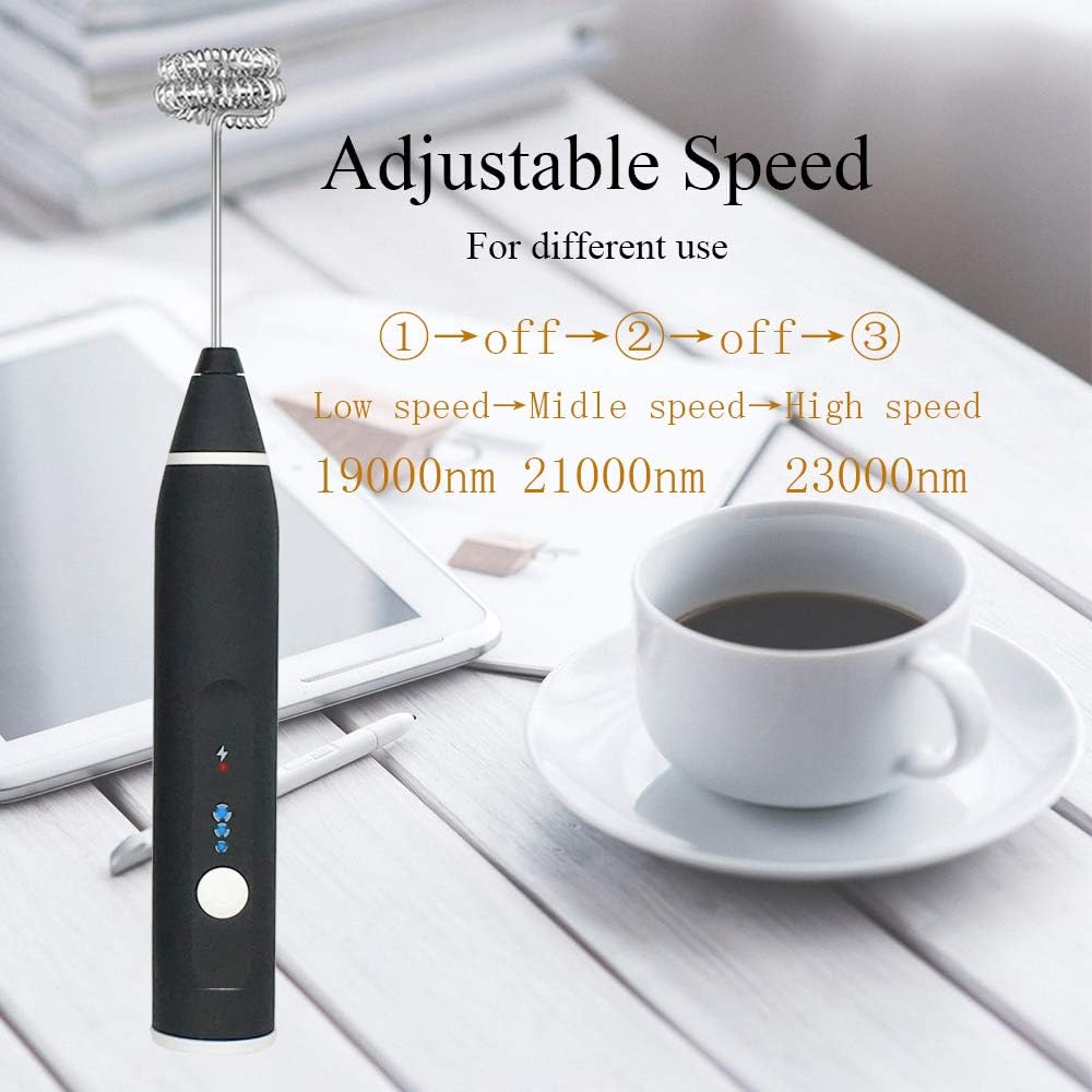 Rechargeable Coffee Beater Foam Maker with Double Whisk, Upgraded 3 Speeds Frother Handheld for Milk Coffee, Latte, Matcha - Gulybaba - Genuine products online Marketplace in Pakistan