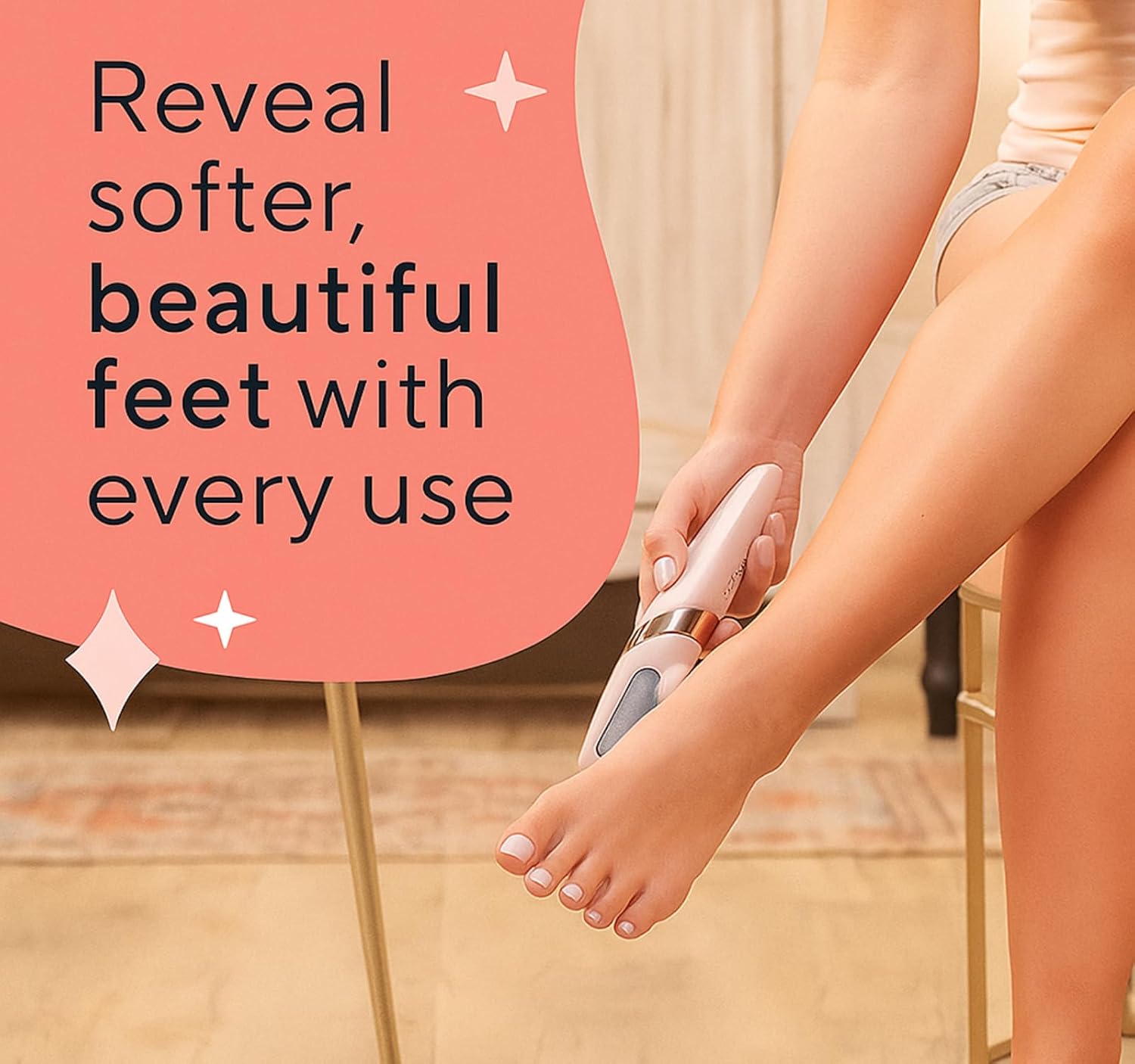Rechargeable Flawless Pedicure Tool | Electric Callus Remover for Feet | Cordless Dead Skin Remover with 2 Roller Heads | Smooth & Soft Feet (Pink) - Gulybaba - Genuine products online Marketplace in Pakistan