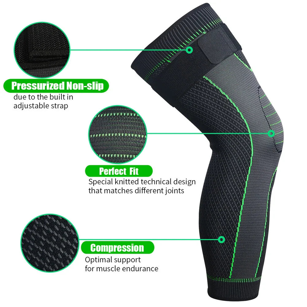 1 Pair Knee Support Brace – Adjustable Knee Pain Relief Belt, Pressurized Fitness Running & Cycling Band, Elastic Nylon Knee Pad Sleeve for Joint Pain Relief, Sports & Injury Recovery