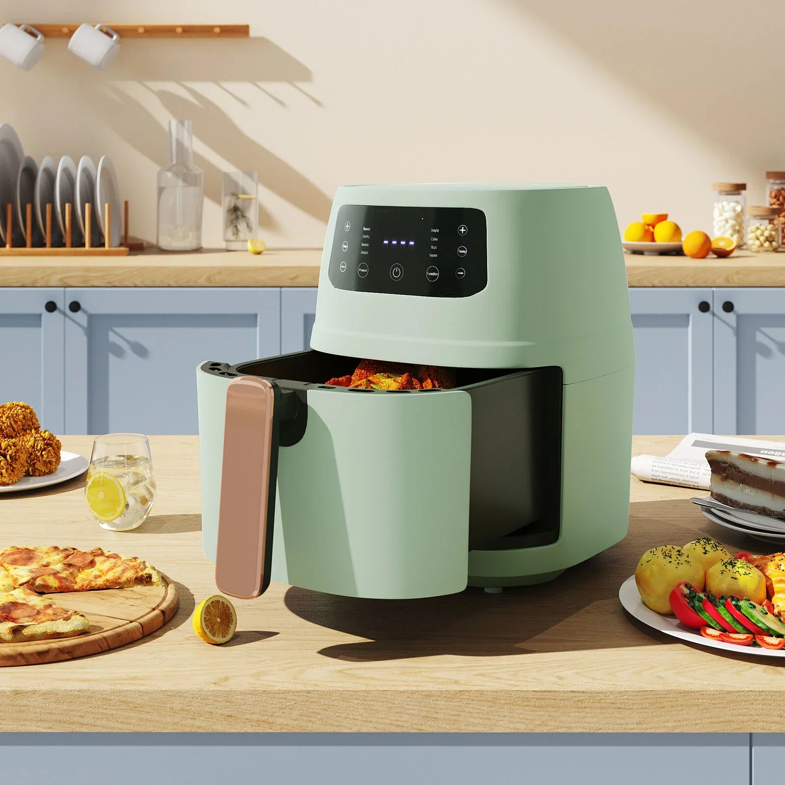 Johnson Lux 6L Air Fryer Large Convection Toaster Oven Air Fryer with Digital LCD Touch Screen 10 in 1 Oilless Cooker