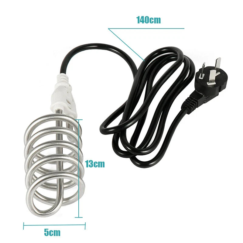 NSG F8 2000W Water Heater Rod - Mini Boiler Hot Water Immersion Heater, Stainless Steel Electric Heater Element, Portable Water Heating System for Household, Office, Travel Use