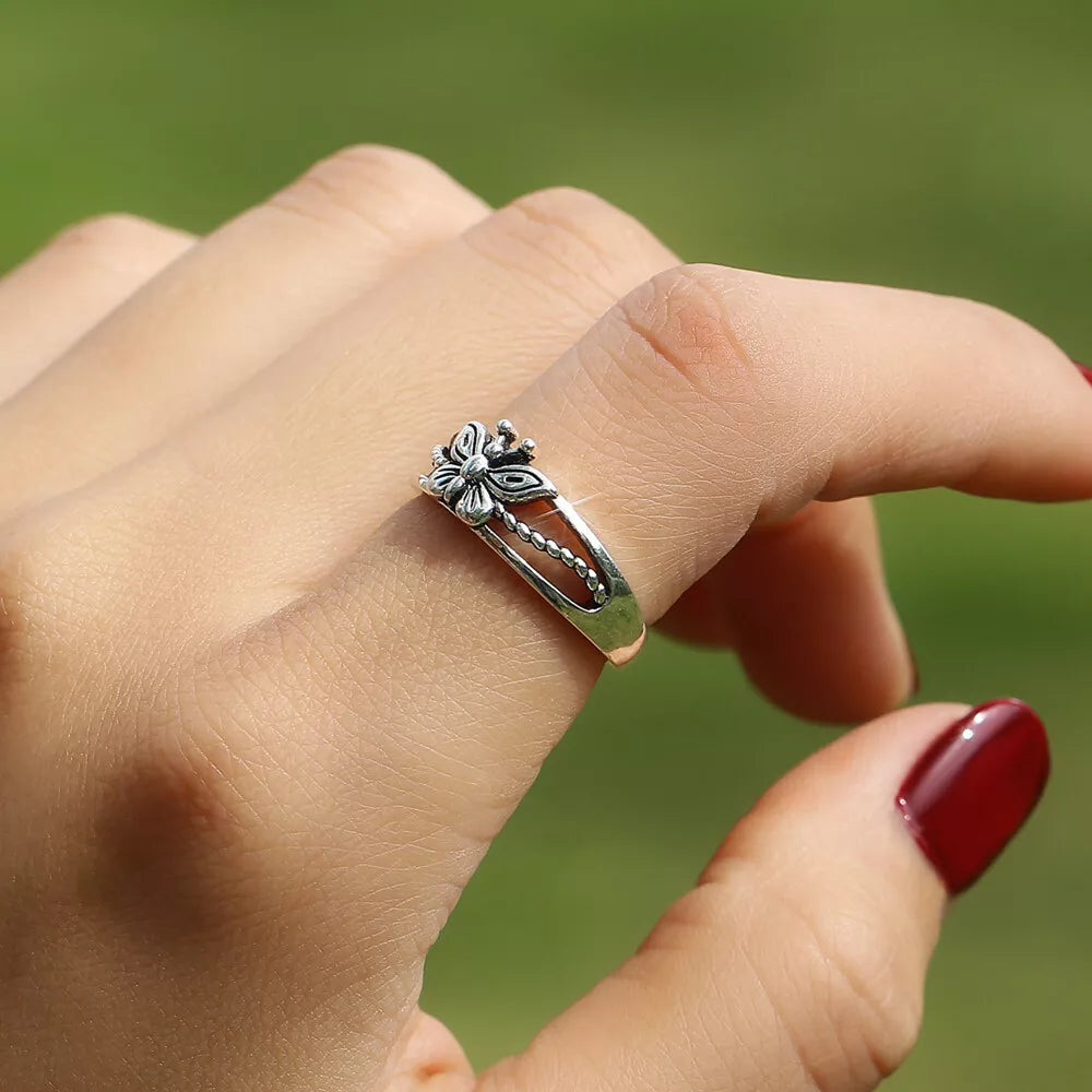 925 Silver Butterfly Filled Ring Girl Personalized Women Party Jewelry Gift Sz 9
