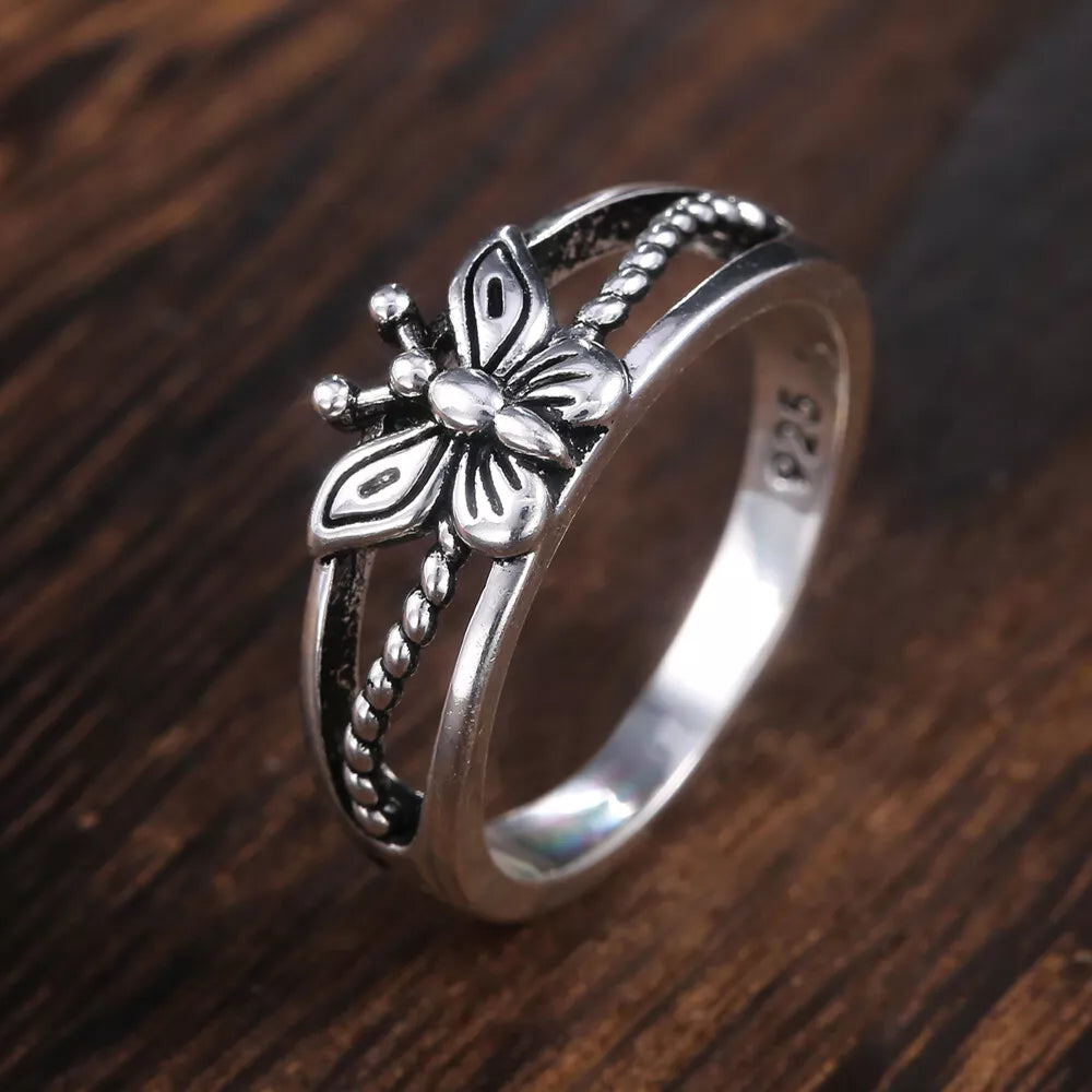 925 Silver Butterfly Filled Ring Girl Personalized Women Party Jewelry Gift Sz 9