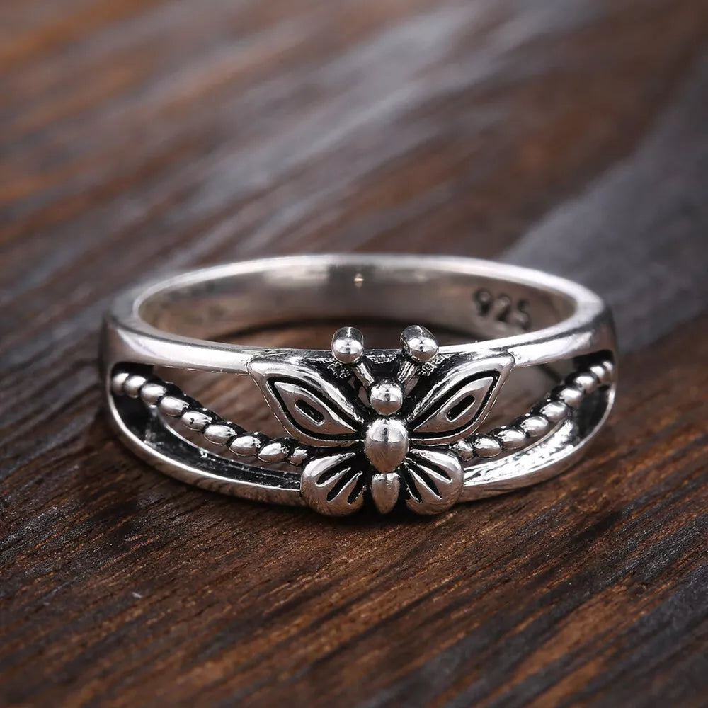 925 Silver Butterfly Filled Ring Girl Personalized Women Party Jewelry Gift Sz 9
