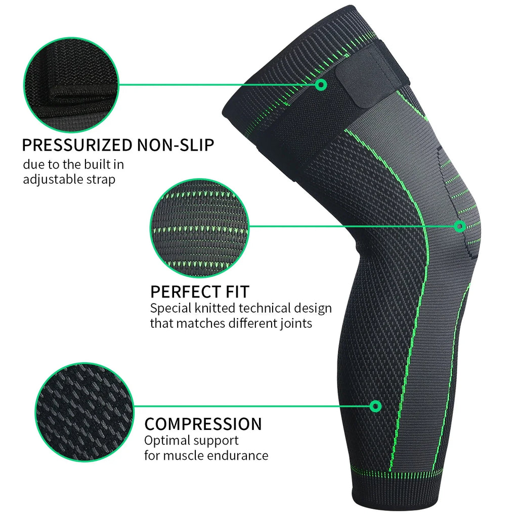 1 Pair Knee Support Brace – Adjustable Knee Pain Relief Belt, Pressurized Fitness Running & Cycling Band, Elastic Nylon Knee Pad Sleeve for Joint Pain Relief, Sports & Injury Recovery