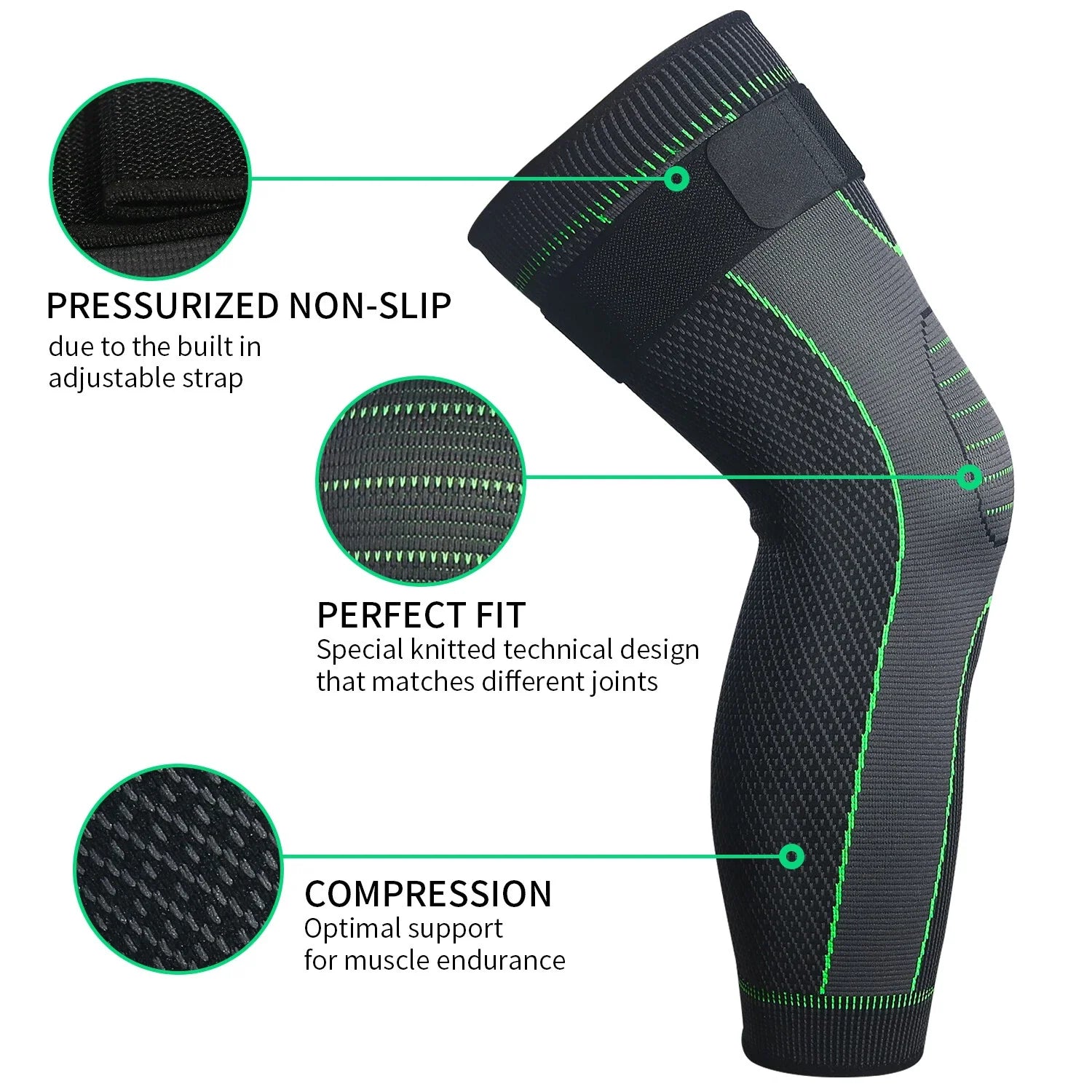1 Pair Knee Support Brace – Adjustable Knee Pain Relief Belt, Pressurized Fitness Running & Cycling Band, Elastic Nylon Knee Pad Sleeve for Joint Pain Relief, Sports & Injury Recovery